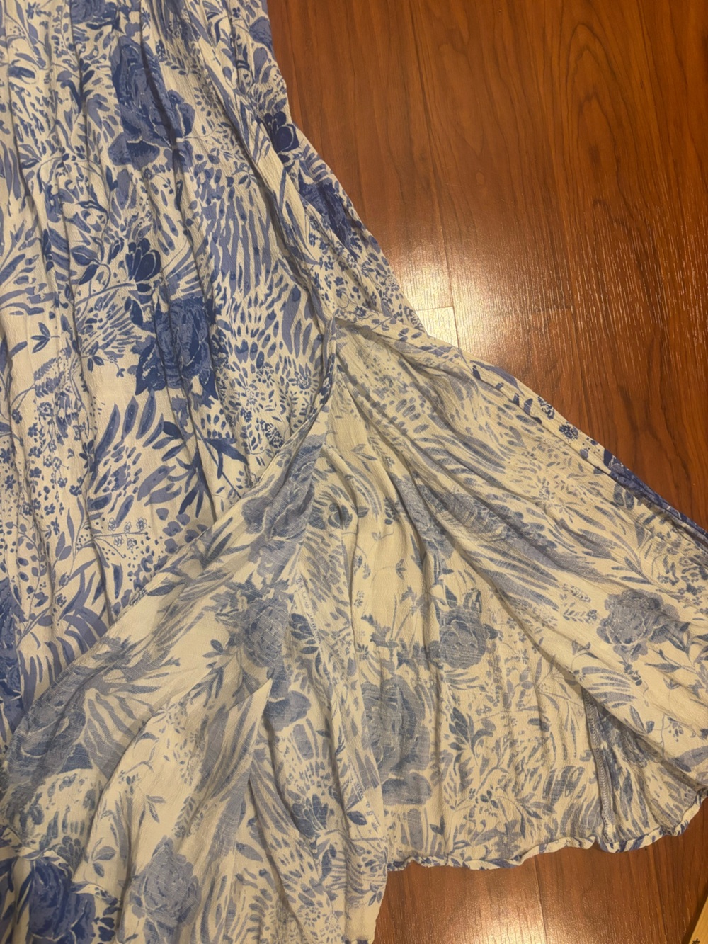 Free People Forever Always Dress Coquette White Blue Floral Midi Dress Womens 4 - Picture 7 of 9